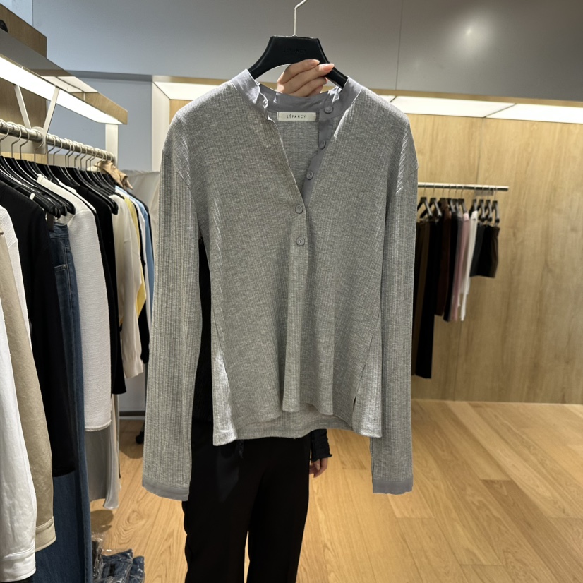 LEFANCY東大門實拍女士新品休閑真品時尚職業長袖T恤紐扣LEFANCY長袖T恤圖色2
