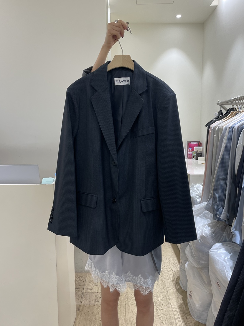 FLOWER-L東大門代購女裝新品推薦職業熱賣真品人氣26春夏夾克FLOWER-L夾克圖色2深藍色