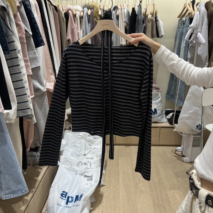 MEMOIRE東大門代購女裝新款26春夏休閑真品職業長袖T恤圍巾MEMOIRE長袖T恤圖色3