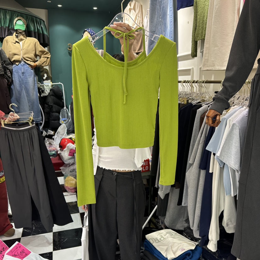 3COLOR韓國代購女裝新品人氣長袖T恤假兩件Three color長袖T恤