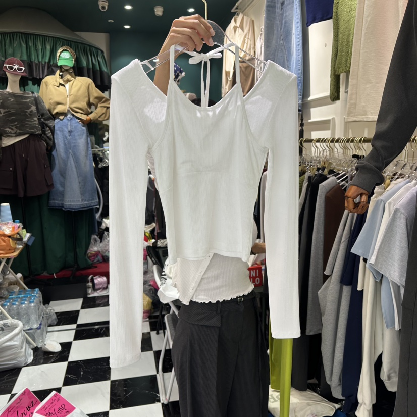 3COLOR韓國代購女裝新品人氣長袖T恤假兩件Three color長袖T恤圖色1