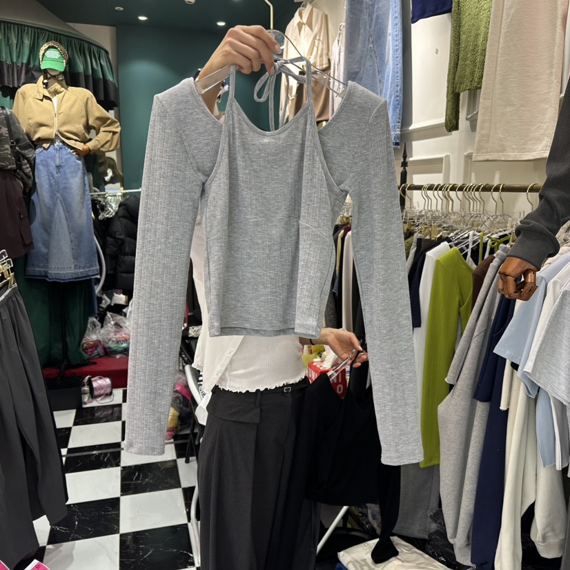 3COLOR韓國代購女裝新品人氣長袖T恤假兩件Three color長袖T恤圖色4