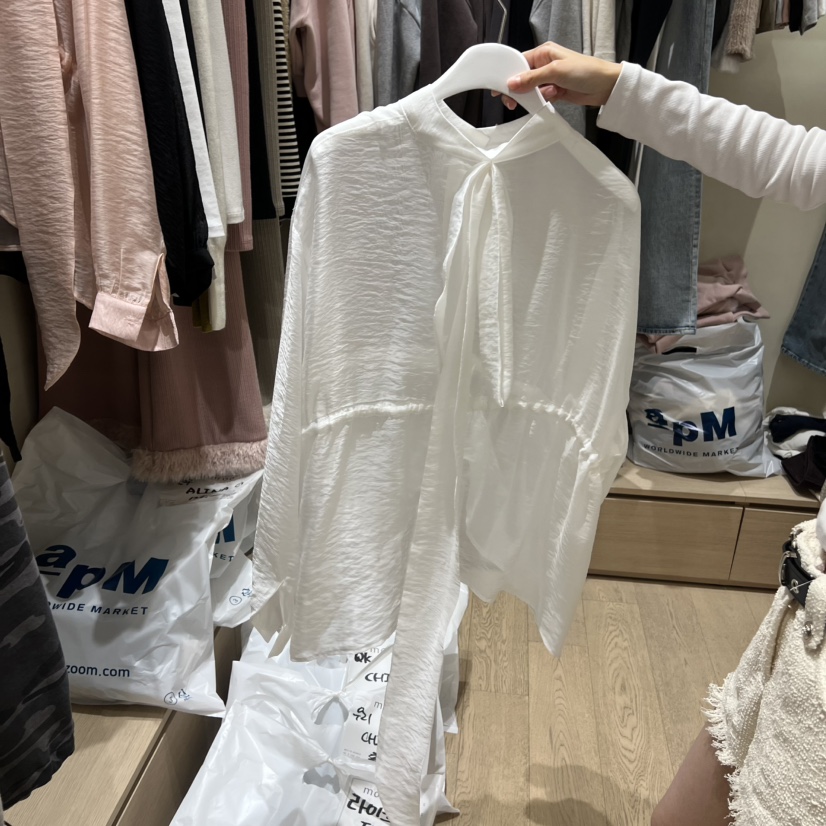 MEMOIRE韓國代購女裝新款時尚休閑熱賣真品26春夏襯衫蕾絲衫MEMOIRE襯衫/蕾絲衫