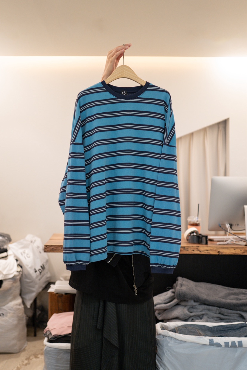 FRIC韓國代購女士新品休閑真品26春夏職業熱賣長袖T恤條紋FRIC長袖T恤圖色1