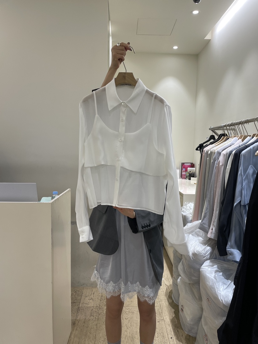 FLOWER-L東大門代購女裝新品人氣休閑職業襯衫蕾絲衫假兩件FLOWER-L襯衫/蕾絲衫圖色2