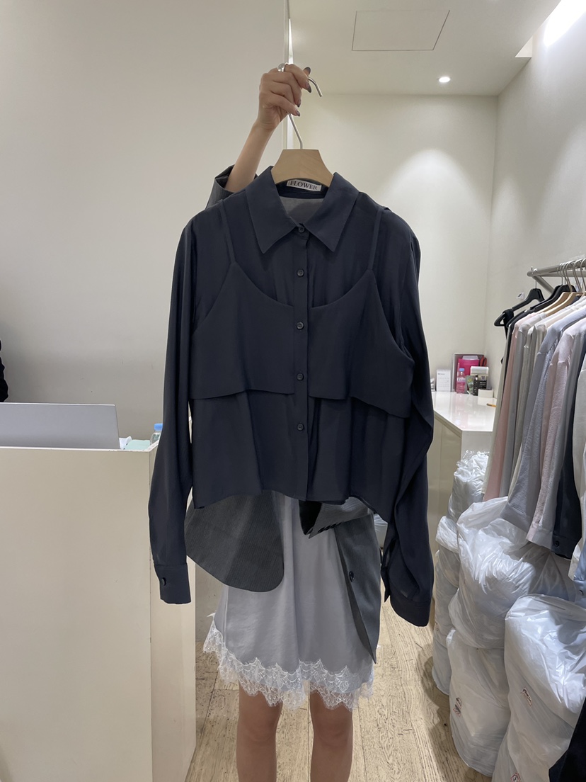FLOWER-L東大門代購女裝新品人氣休閑職業襯衫蕾絲衫假兩件FLOWER-L襯衫/蕾絲衫圖色3