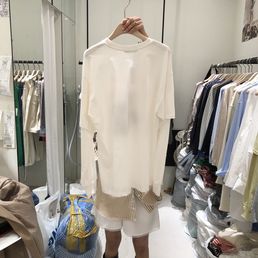 YUNBAL東大門實拍女士新品26春夏時尚休閑人氣長袖T恤假兩件YUNBAL長袖T恤