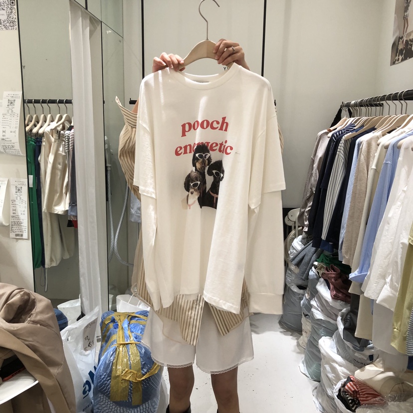 YUNBAL東大門實拍女士新品26春夏時尚休閑人氣長袖T恤假兩件YUNBAL長袖T恤圖色1