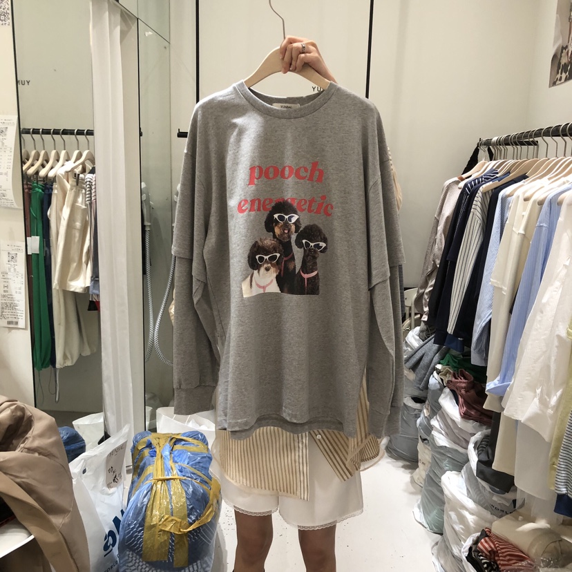 YUNBAL東大門實拍女士新品26春夏時尚休閑人氣長袖T恤假兩件YUNBAL長袖T恤圖色3