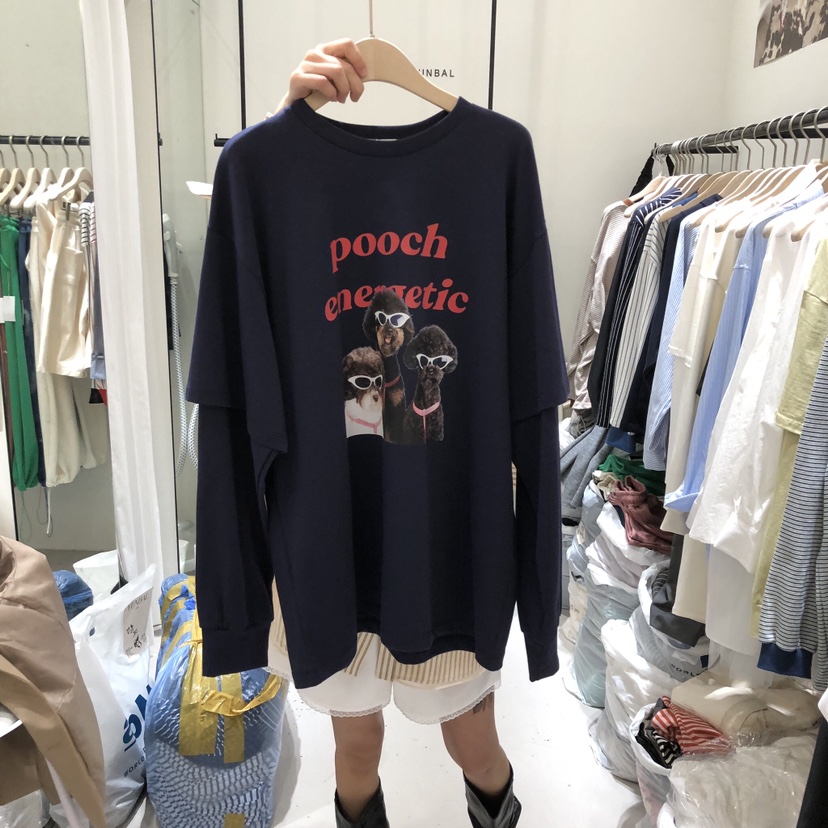 YUNBAL東大門實拍女士新品26春夏時尚休閑人氣長袖T恤假兩件YUNBAL長袖T恤圖色4