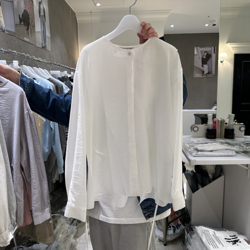 MIXXIN東大門實拍女士新款真品26春夏職業襯衫蕾絲衫含腰繩MIXXIN襯衫/蕾絲衫圖色1