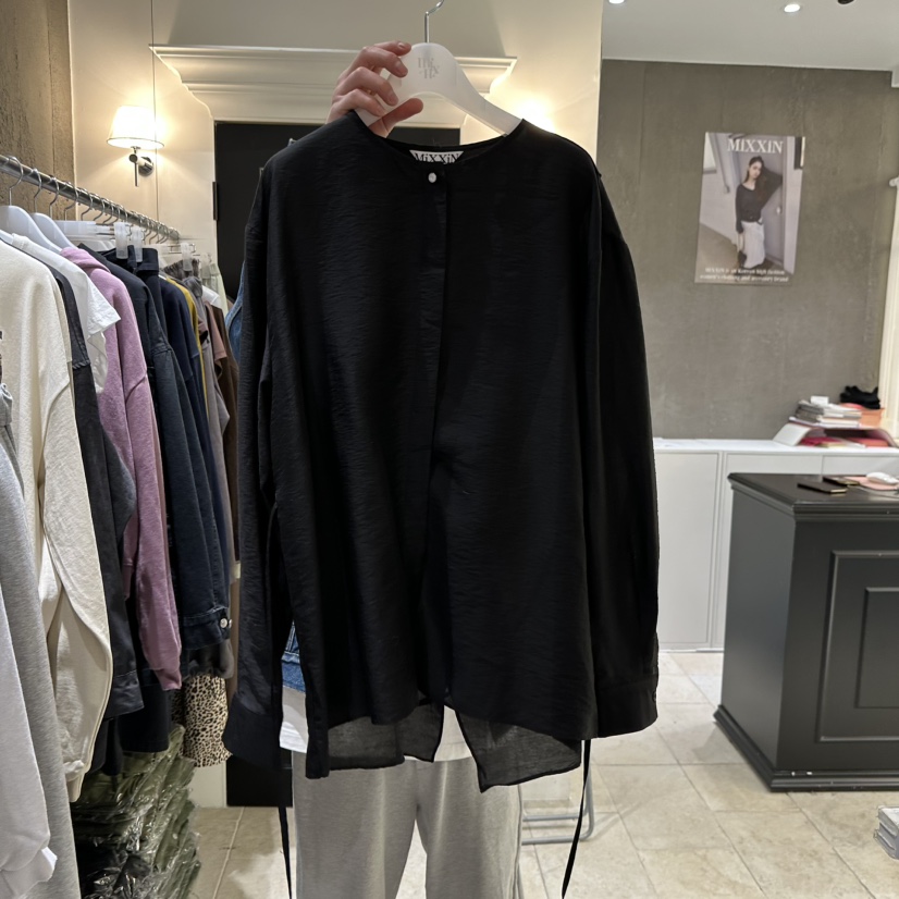 MIXXIN東大門實拍女士新款真品26春夏職業襯衫蕾絲衫含腰繩MIXXIN襯衫/蕾絲衫圖色2