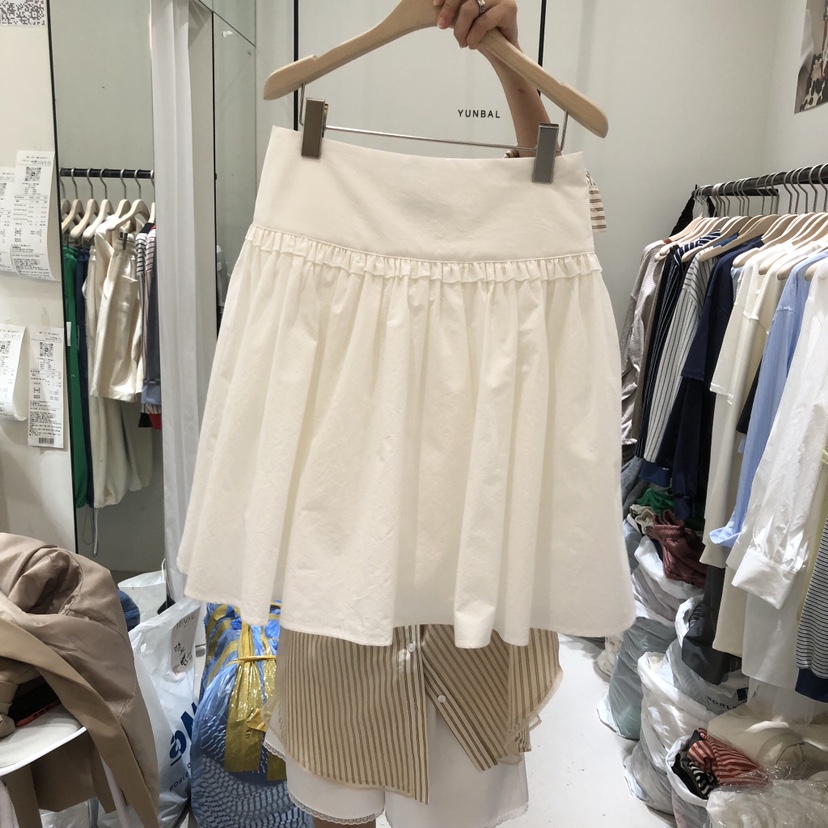 YUNBAL韓國代購女士新款26春夏職業休閑短裙荷葉邊裹身裙YUNBAL短裙