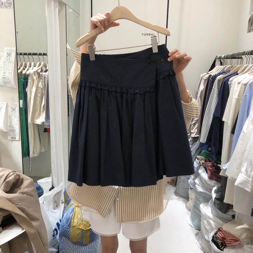 YUNBAL韓國代購女士新款26春夏職業休閑短裙荷葉邊裹身裙YUNBAL短裙圖色2