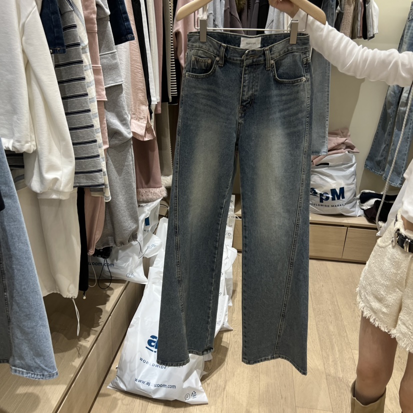 MEMOIRE韓國直郵女士新品人氣時尚真品26春夏熱賣職業牛仔褲MEMOIRE牛仔褲圖色2