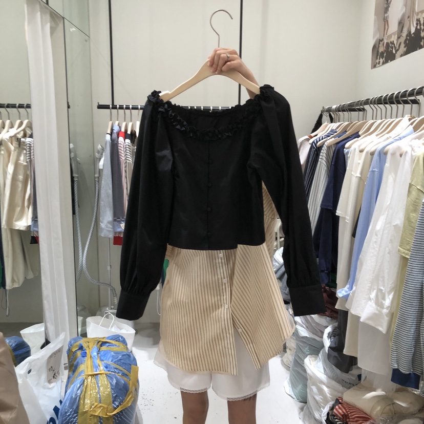 YUNBAL韓國直郵女裝新品推薦人氣休閑真品襯衫蕾絲衫露肩YUNBAL襯衫/蕾絲衫圖色2