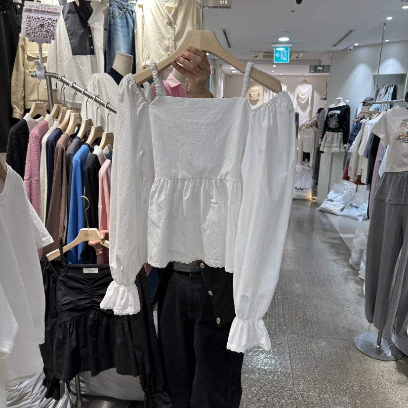 DELLING東大門直郵女士新款26春夏職業真品休閑襯衫蕾絲衫DELLING襯衫/蕾絲衫