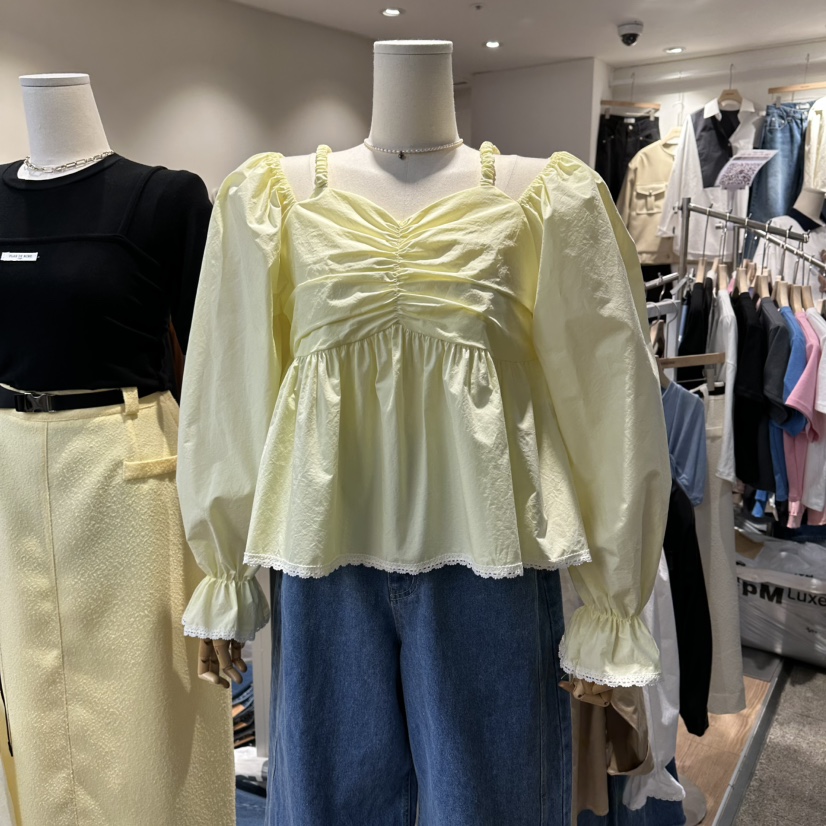 DELLING東大門直郵女士新款26春夏職業真品休閑襯衫蕾絲衫DELLING襯衫/蕾絲衫圖色1