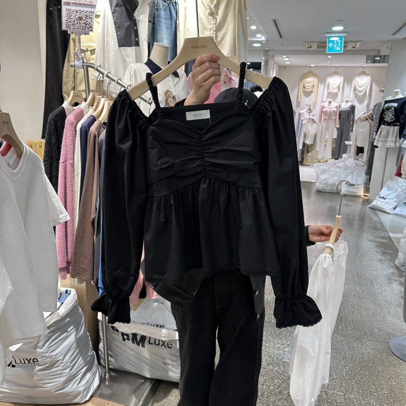 DELLING東大門直郵女士新款26春夏職業真品休閑襯衫蕾絲衫DELLING襯衫/蕾絲衫圖色3