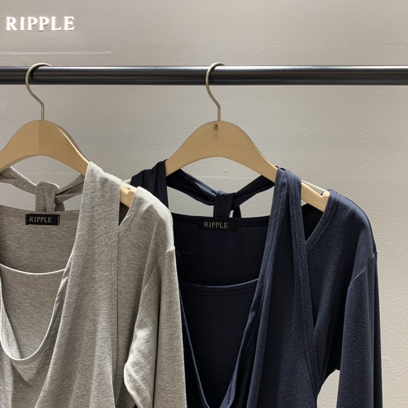 RIPPLE-P韓國代購女士新品26春夏推薦時尚長袖T恤假兩件RIPPLE-P長袖T恤