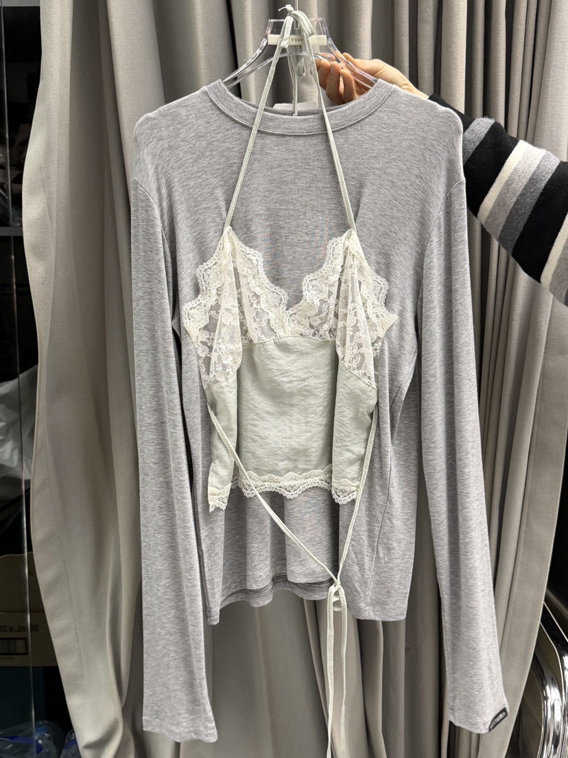 UOOV韓國直郵女士新款時尚26春夏真品熱賣推薦長袖T恤假兩件UOOV長袖T恤