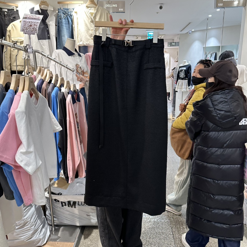 DELLING韓國代購女士新款職業推薦熱賣時尚人氣長裙不含腰帶DELLING長裙圖色3