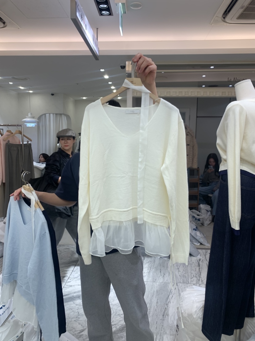 BY BOMI東大門直郵女裝新款推薦26春夏針織衫含脖帶雪紡BY BOMI針織衫圖色1