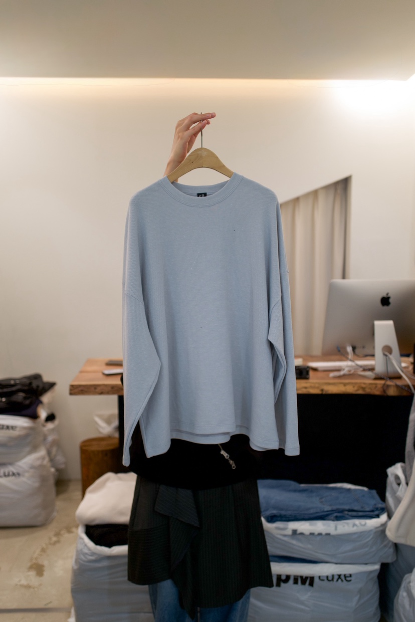 FRIC東大門實拍女士新品熱賣真品人氣職業長袖T恤華夫格棉FRIC長袖T恤圖色3