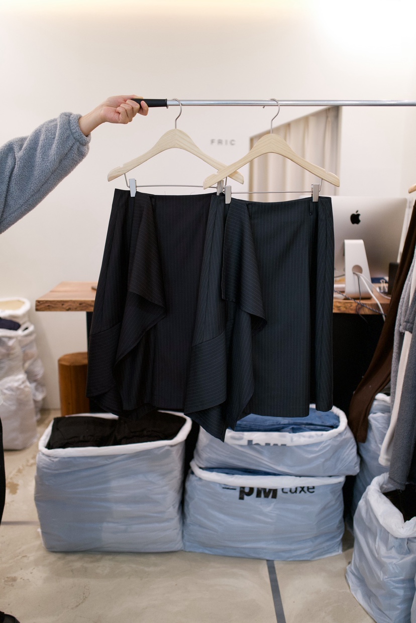 FRIC韓國代購女裝新品熱賣職業人氣休閑半身裙中短裙條紋FRIC半身裙/中短裙