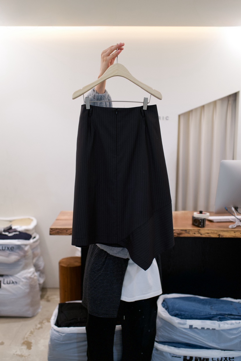 FRIC韓國代購女裝新品熱賣職業人氣休閑半身裙中短裙條紋FRIC半身裙/中短裙