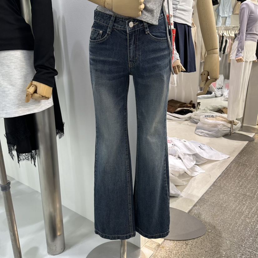 AHOY韓國直郵女裝新款人氣熱賣職業真品休閑26春夏牛仔褲喇叭AHOY牛仔褲圖色1