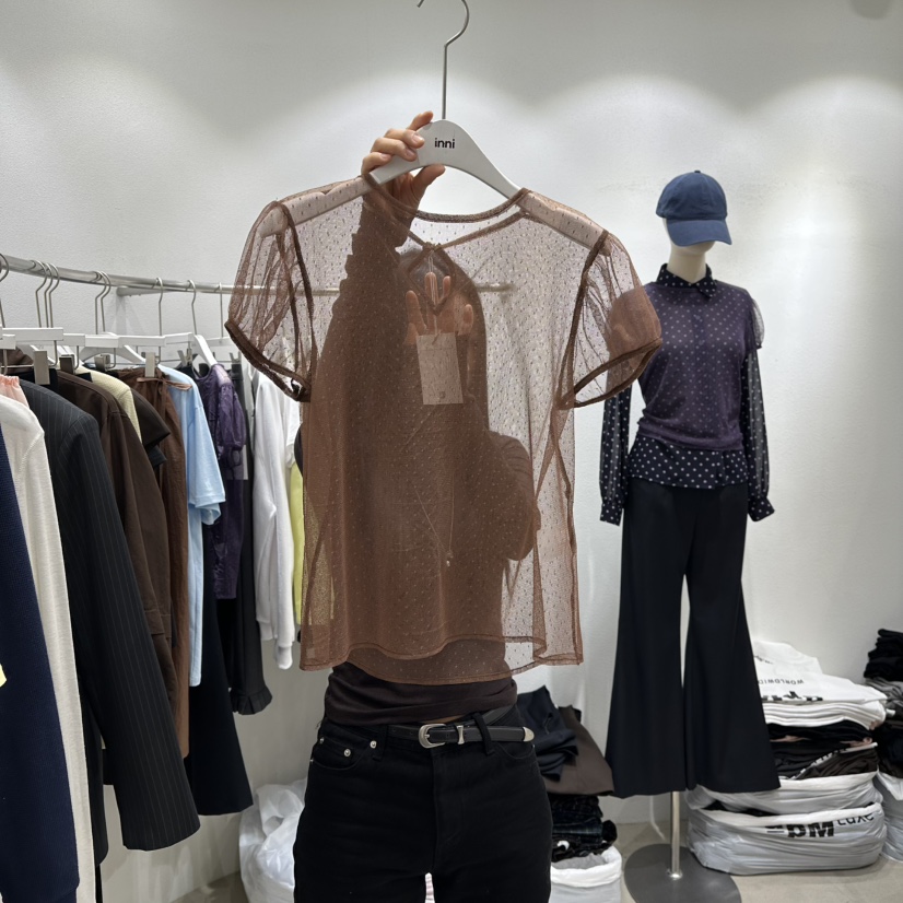 INNI東大門代購女裝新款時尚真品26春夏熱賣人氣襯衫蕾絲衫inni襯衫/蕾絲衫圖色3