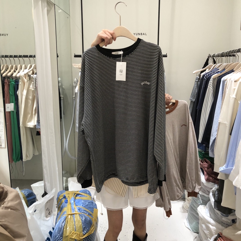 YUNBAL東大門實拍女裝新款推薦真品人氣休閑時尚長袖T恤短款YUNBAL長袖T恤圖色3