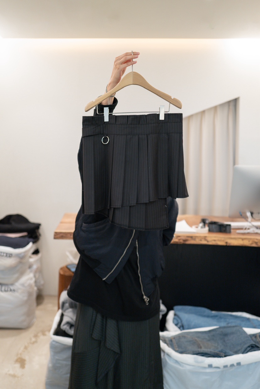 FRIC東大門實拍女裝新品熱賣時尚人氣職業休閑真品短裙條紋FRIC短裙