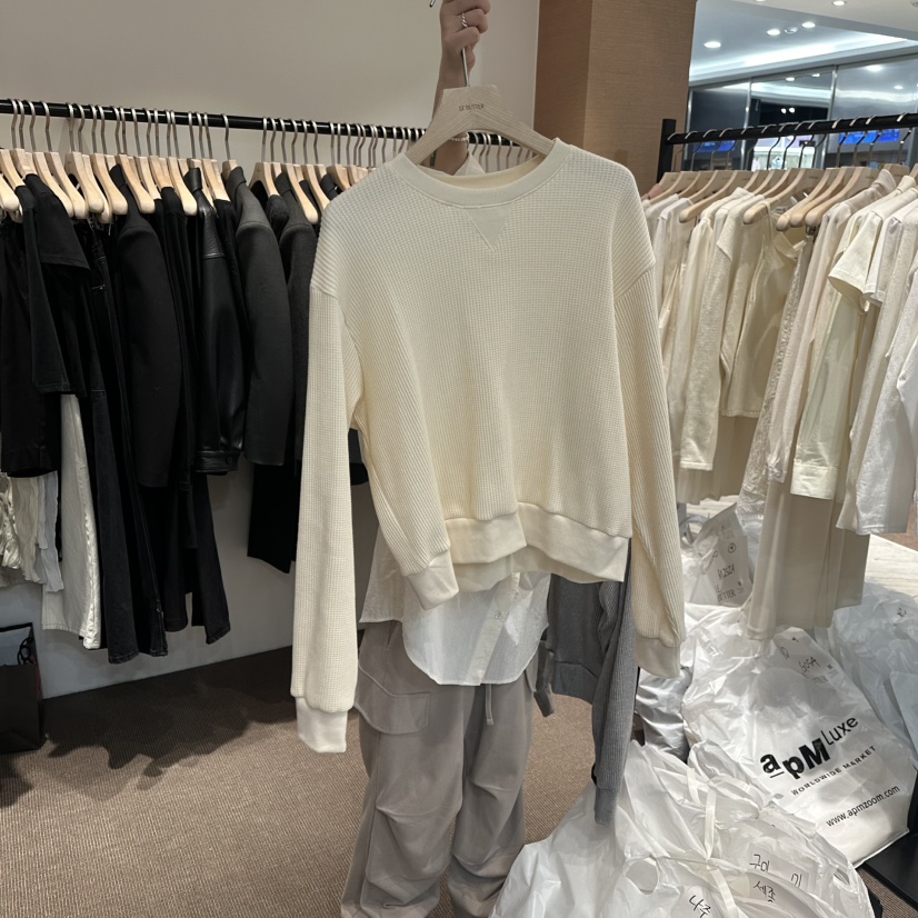 LE BUTTER韓國代購女士新款26春夏真品時尚休閑職業衛衣LE BUTTER衛衣圖色1