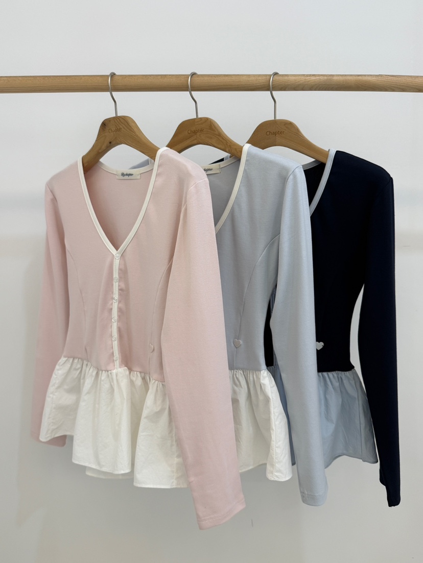 BY CHAPTER韓國代購女裝新款推薦長袖T恤不含腰帶假兩件BY Chapter長袖T恤