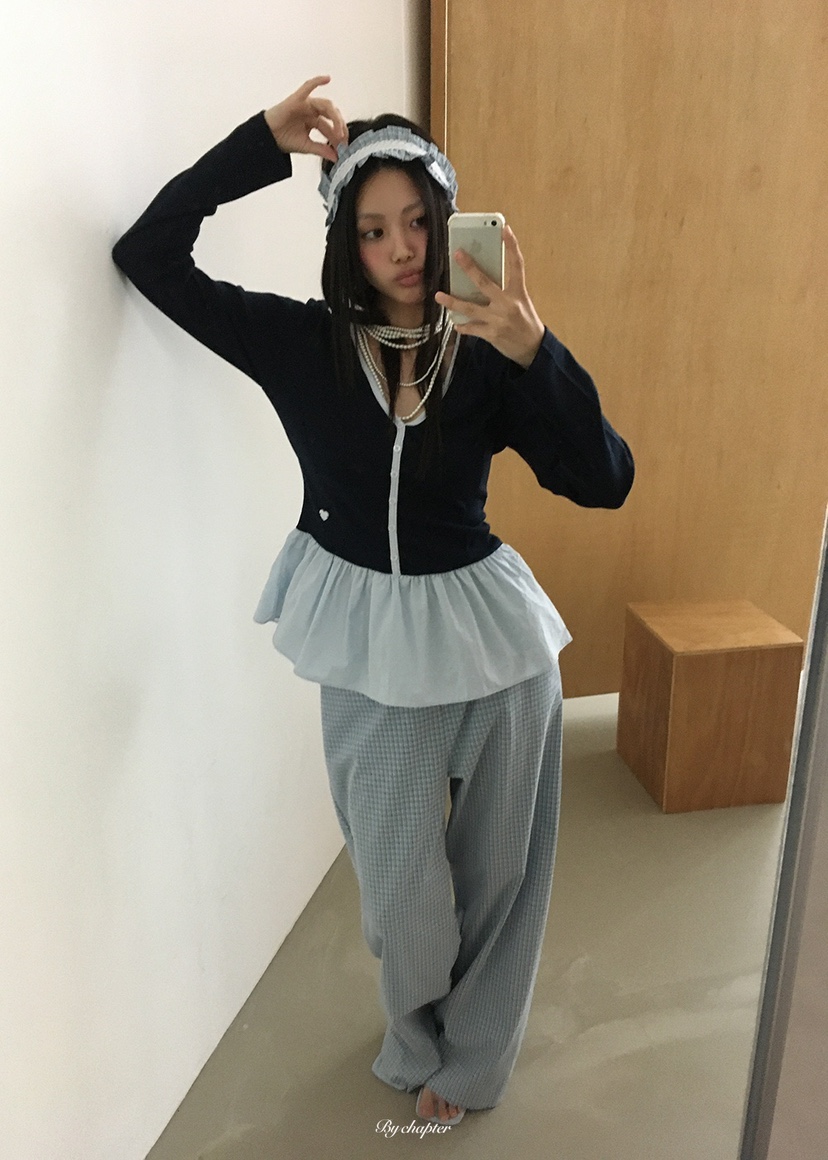 BY CHAPTER韓國代購女裝新款推薦長袖T恤不含腰帶假兩件BY Chapter長袖T恤