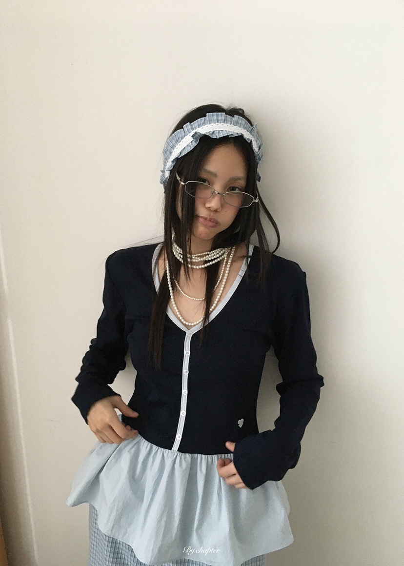 BY CHAPTER韓國代購女裝新款推薦長袖T恤不含腰帶假兩件BY Chapter長袖T恤