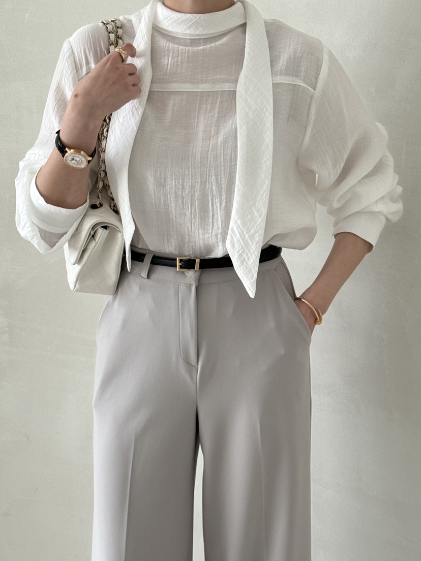 DEMAR韓國直郵女裝新品時尚26春夏真品襯衫蕾絲衫系帶透視DEMAR襯衫/蕾絲衫