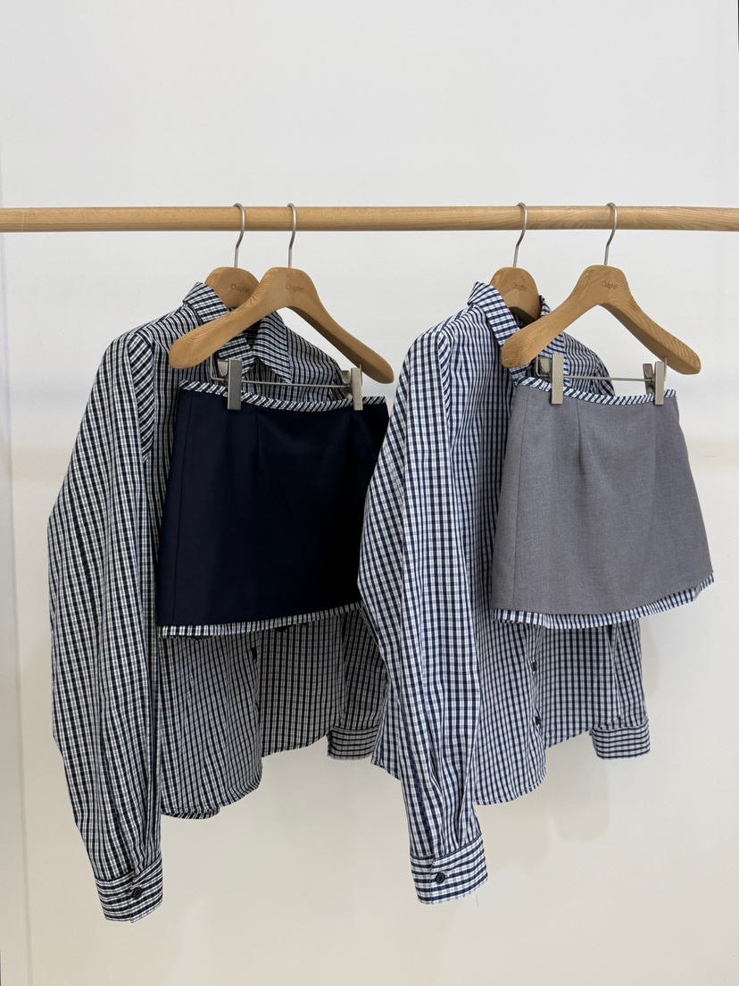 BY CHAPTER東大門實拍女士新品職業人氣時尚襯衫蕾絲衫格子BY Chapter襯衫/蕾絲衫