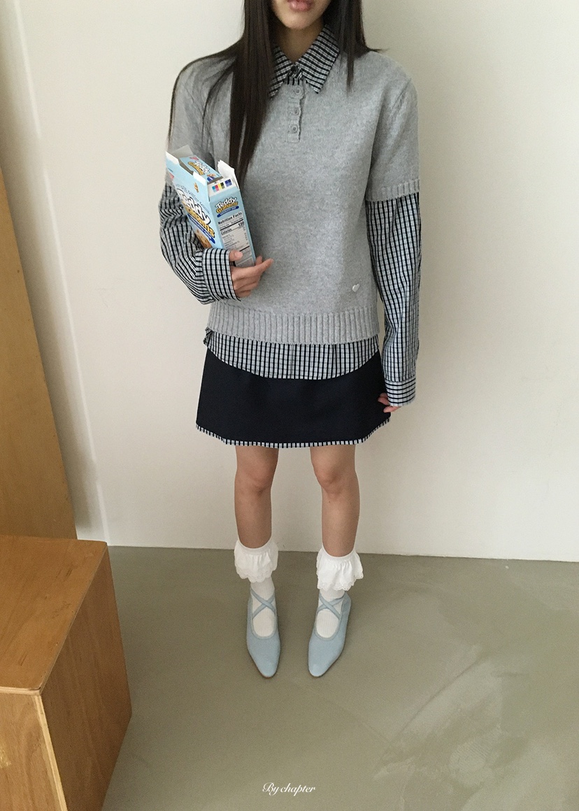 BY CHAPTER東大門實拍女士新品職業人氣時尚襯衫蕾絲衫格子BY Chapter襯衫/蕾絲衫