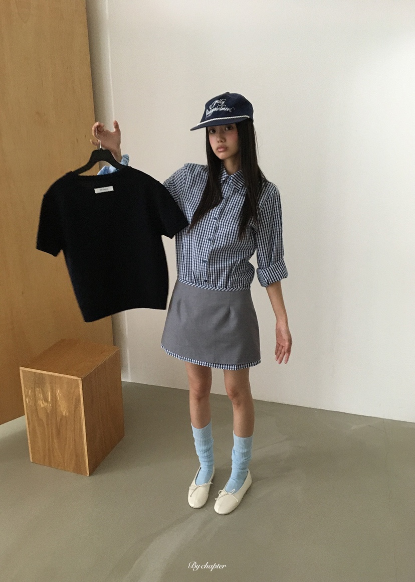 BY CHAPTER東大門實拍女士新品職業人氣時尚襯衫蕾絲衫格子BY Chapter襯衫/蕾絲衫