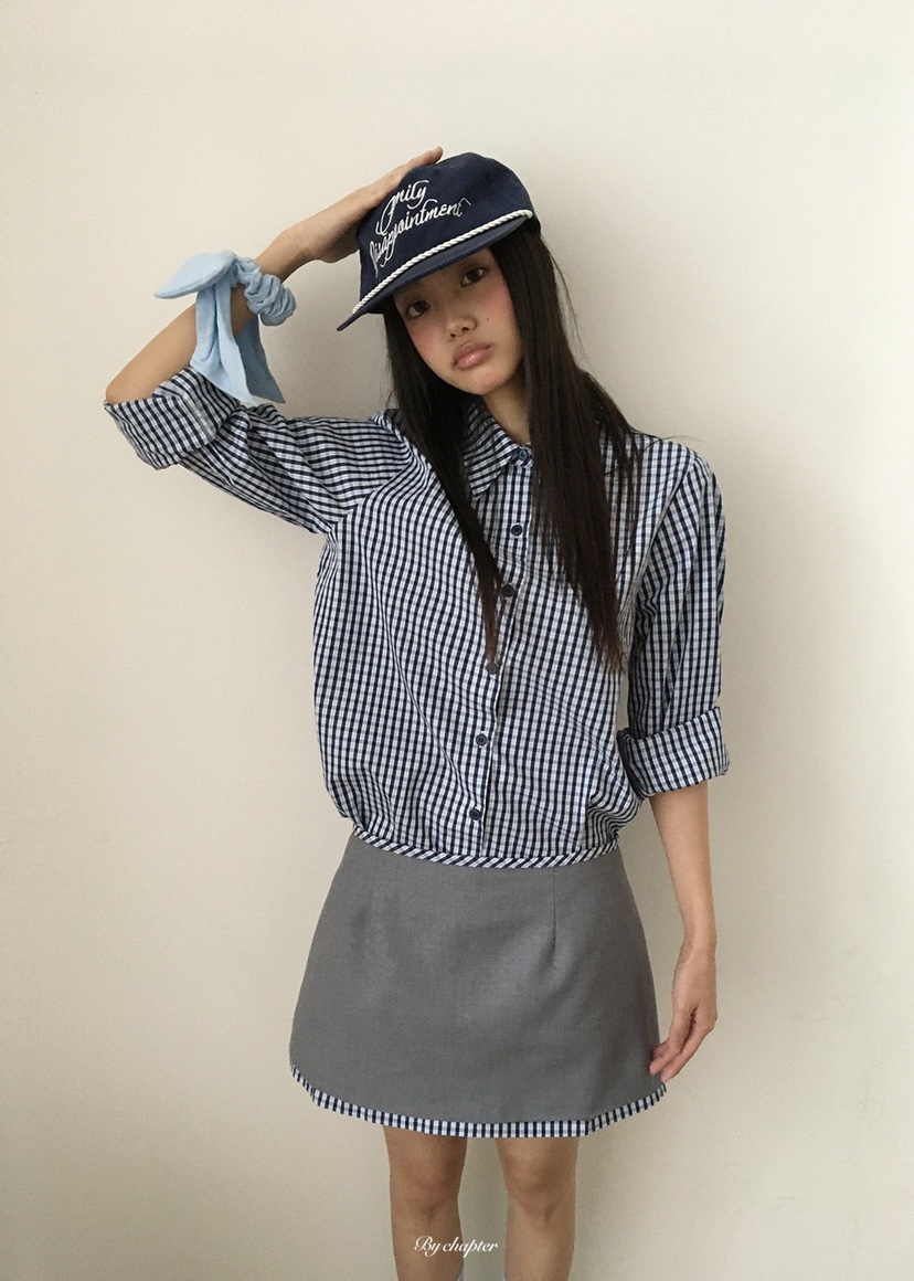 BY CHAPTER東大門實拍女士新品職業人氣時尚襯衫蕾絲衫格子BY Chapter襯衫/蕾絲衫圖色1