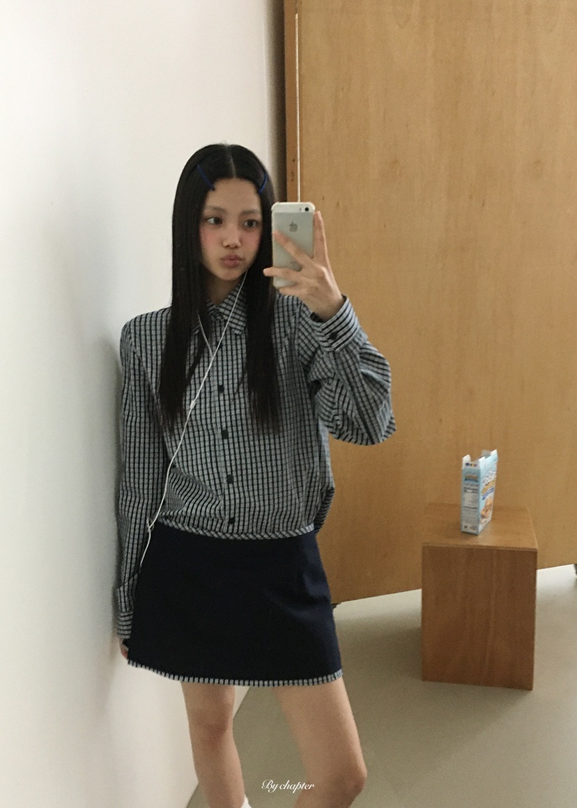 BY CHAPTER東大門實拍女士新品職業人氣時尚襯衫蕾絲衫格子BY Chapter襯衫/蕾絲衫圖色2