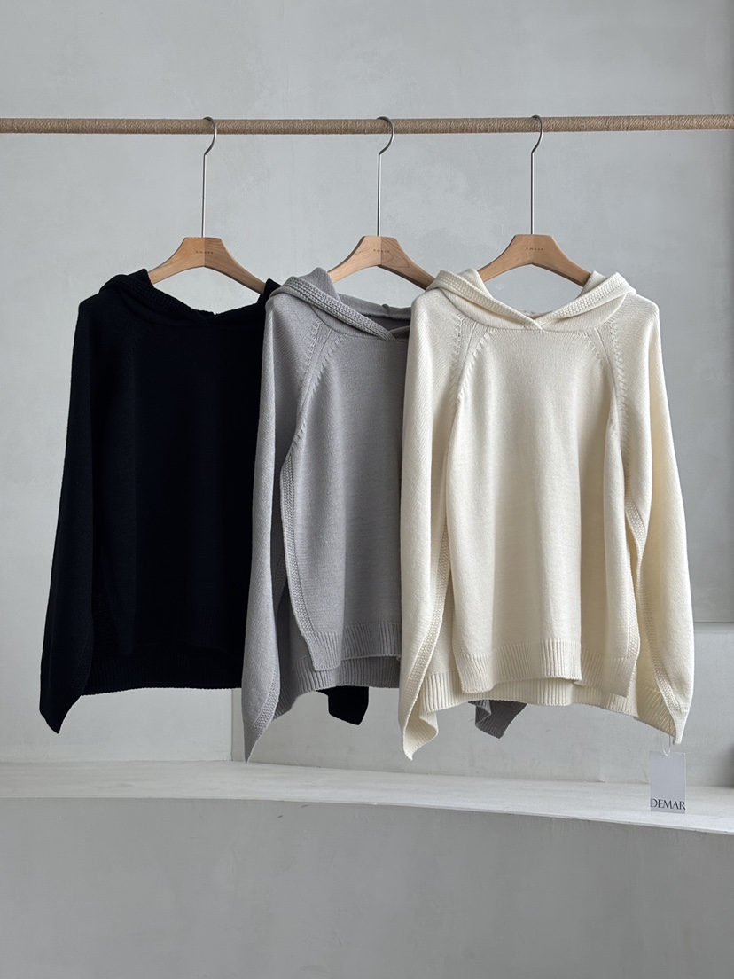 DEMAR東大門直郵女士新品時尚真品休閑熱賣針織衫斗篷兜帽DEMAR針織衫