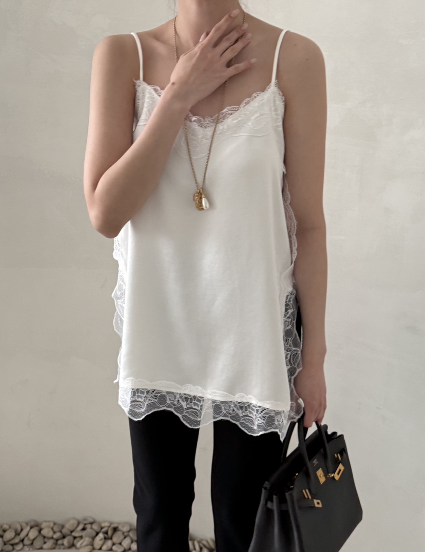DEMAR東大門實拍女裝新品休閑熱賣吊帶背心不含內搭蕾絲緞面DEMAR吊帶/背心圖色1
