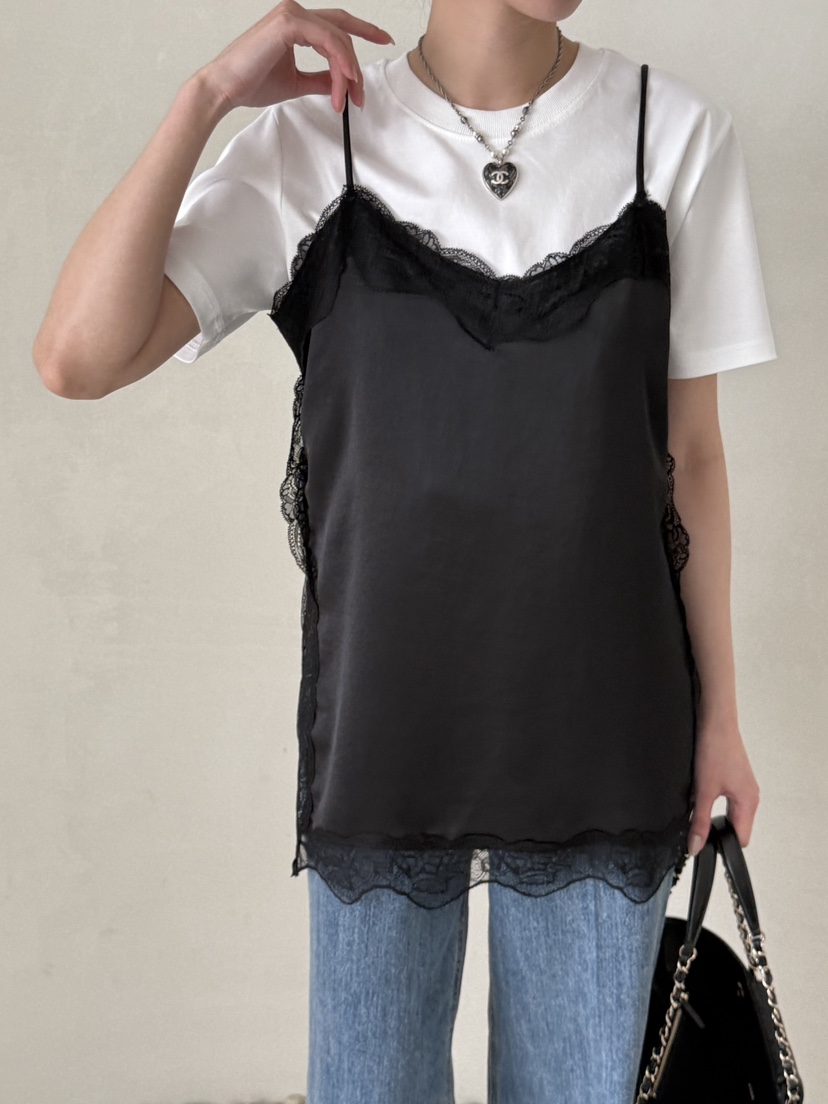 DEMAR東大門實拍女裝新品休閑熱賣吊帶背心不含內搭蕾絲緞面DEMAR吊帶/背心圖色2