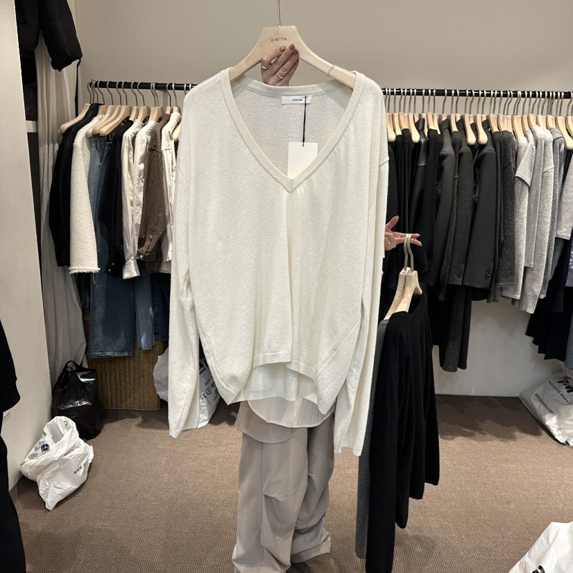 LE BUTTER韓國直郵女士新品時尚26春夏推薦熱賣針織衫V領LE BUTTER針織衫圖色1