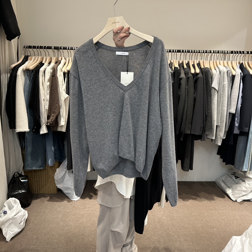 LE BUTTER韓國直郵女士新品時尚26春夏推薦熱賣針織衫V領LE BUTTER針織衫圖色2