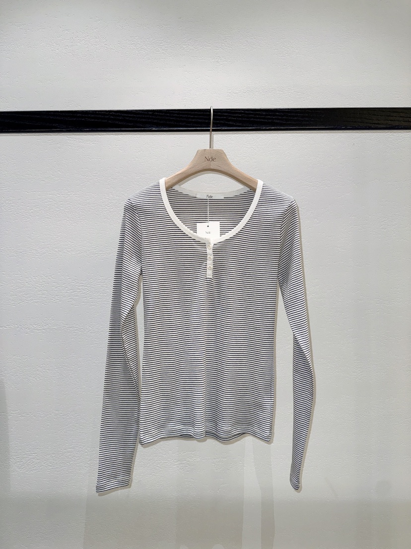 NDE東大門代購女裝新款26春夏休閑真品推薦人氣長袖T恤圓領BOHEME_NDE長袖T恤圖色1